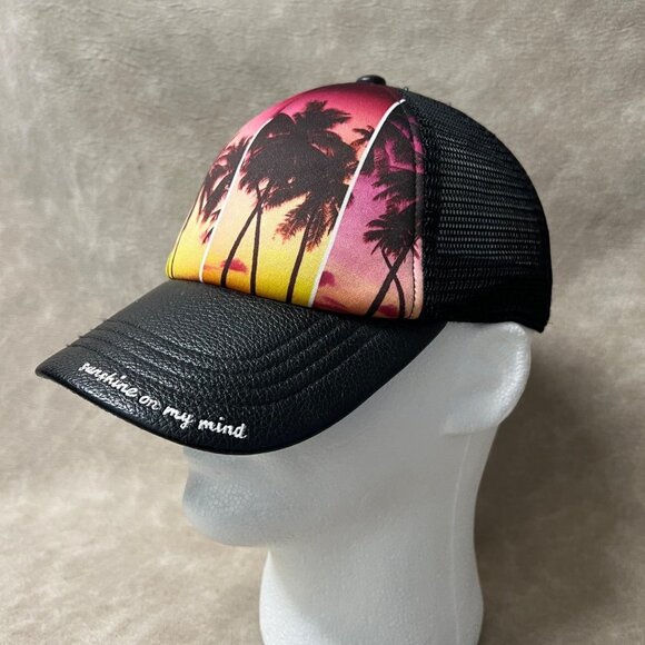Summertime Ladies' "Sunshine On My Mind" Faux Leather and Mesh Trucker Cap - Picture 2 of 7